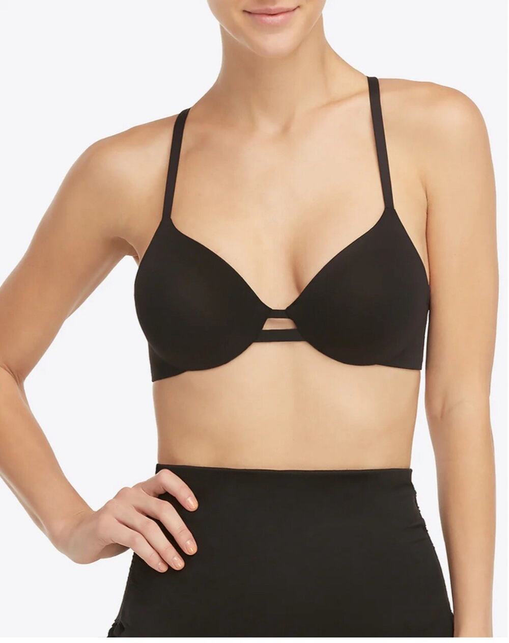 SPANX Super Flattering Ladies Swim Convertible Bra Top Black Sz 38B